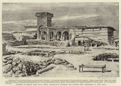 Interieur van Mundia Khar Fort, waar luitenants Edwardes en Fowler gevangen werden gehouden door Umra Khan door Henry William Brewer